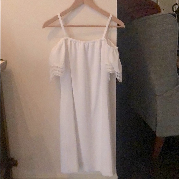LOFT off-the-shoulder white Summer knee-length dress, NWOT - Picture 2 of 5
